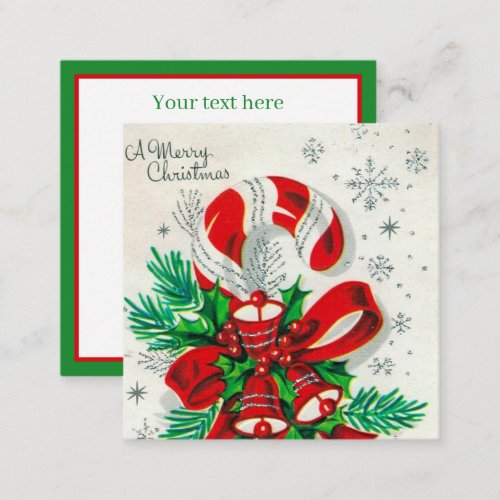 Retro vintage Christmas candy cane add text Note Card