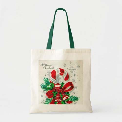 retro vintage Christmas candy cane Holiday Tote Bag