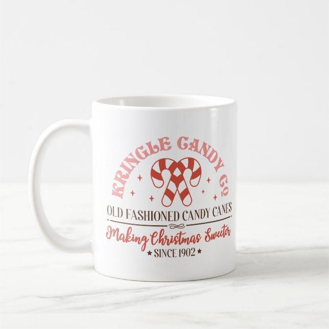 Retro Vintage Christmas Candy Co Sign Coffee Mug (Left)