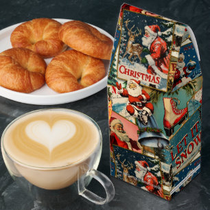 Retro Vintage Christmas Cards Collage Roasted Coffee