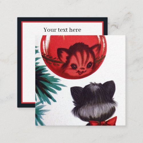 Retro vintage Christmas cat add text  Note Card