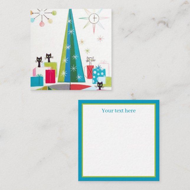 retro vintage Christmas cats add text Note Card (Front/Back)