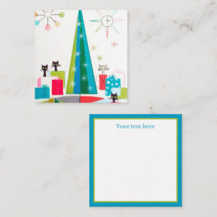 retro vintage Christmas cats add text Note Card
