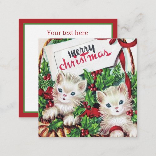retro vintage Christmas cats add text Note Card