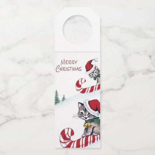 Retro vintage Christmas cats bottle tags