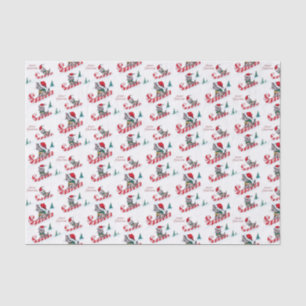 Retro vintage Christmas cats party Tissue Paper