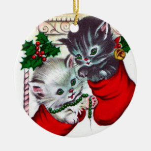 vintage cat christmas ornaments