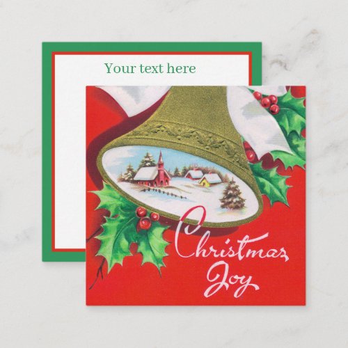 retro vintage Christmas Church bell add text Note Card