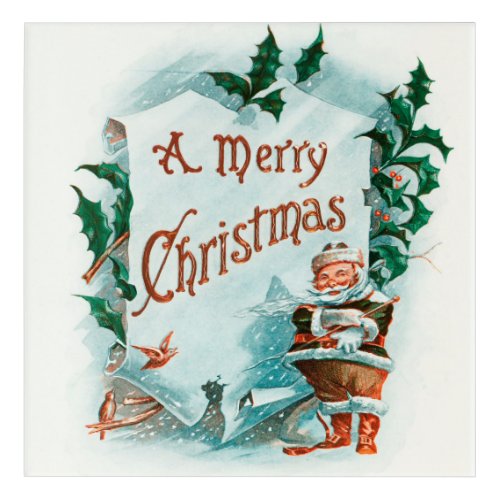 Retro Vintage Christmas Cool Santa Greeting Acrylic Print