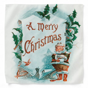 Retro Vintage Christmas Cool Santa Greeting Bandana