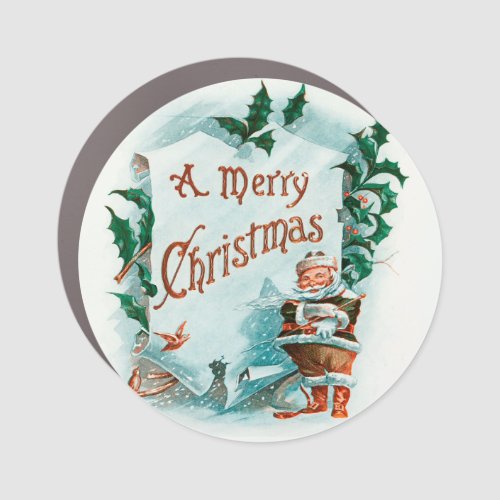 Retro Vintage Christmas Cool Santa Greeting Car Magnet