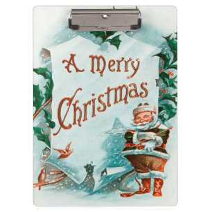 Retro Vintage Christmas Cool Santa Greeting Clipboard