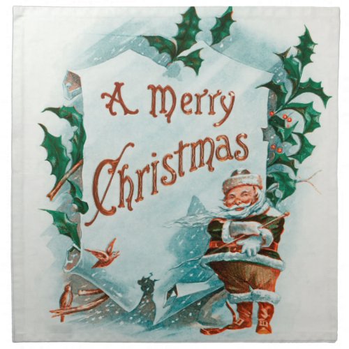 Retro Vintage Christmas Cool Santa Greeting Cloth Napkin