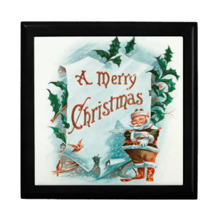 Retro Vintage Christmas Cool Santa Greeting Gift Box
