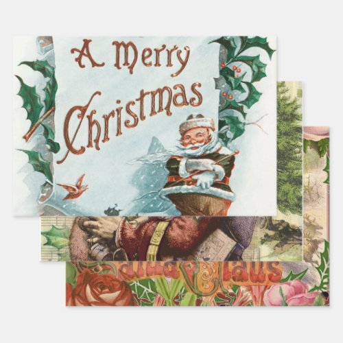 Retro Vintage Christmas Cool Santa Greeting Wrapping Paper Sheets