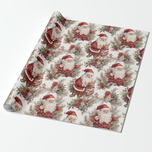 Retro Vintage Christmas Country Watercolor Wrapping Paper