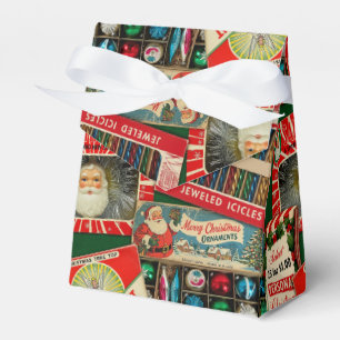 Retro Vintage Christmas Decorations Collage Favor Boxes