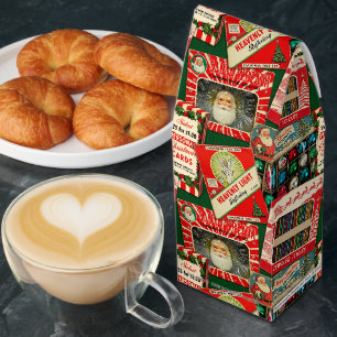 Retro Vintage Christmas Decorations Collage Roasted Coffee