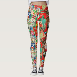Retro Vintage Christmas Decorations II Leggings