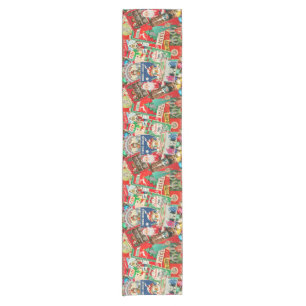 Retro Vintage Christmas Decorations II Short Table Runner