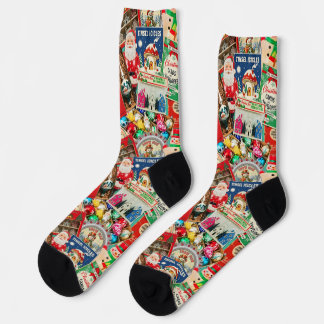Retro Vintage Christmas Decorations II Socks