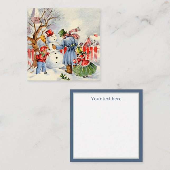 retro vintage Christmas Family add text Note Card (Front/Back)