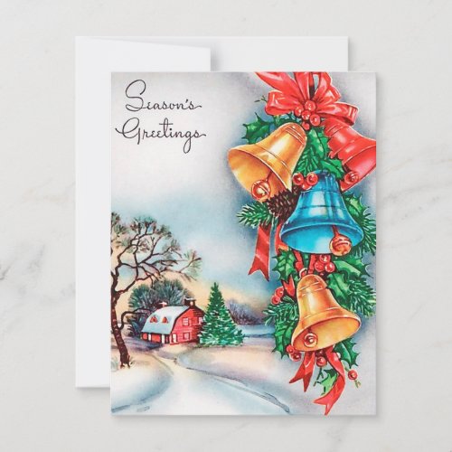 Retro vintage Christmas farm add message card