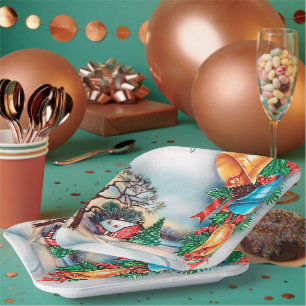 Retro vintage Christmas farm party plate