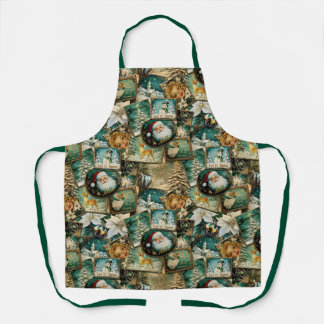 Retro Vintage Christmas: Green Collage Apron