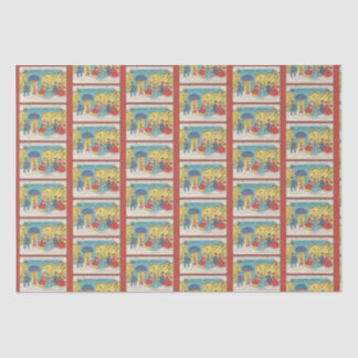 Retro Vintage Christmas Greetings Antique Winter Tissue Paper