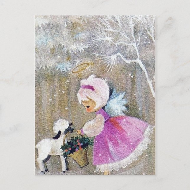 Retro vintage Christmas Holiday Angel postcard (Front)