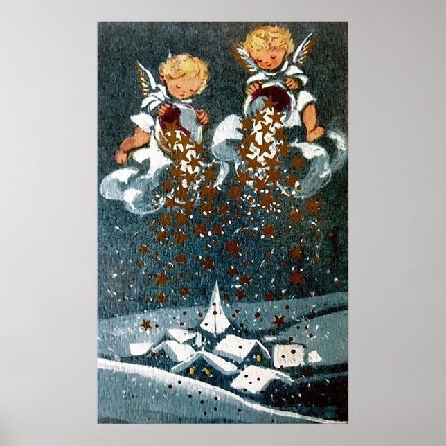 Retro vintage Christmas Holiday Angels poster (Front)