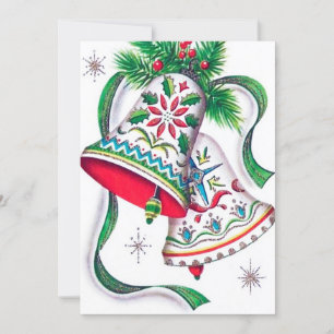 Retro vintage Christmas Holiday bells card