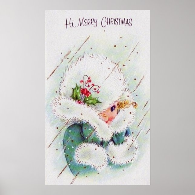 Retro vintage Christmas Holiday girl poster (Front)