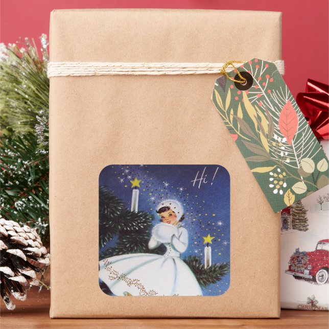 Retro vintage Christmas Holiday lady sticker (Holiday)