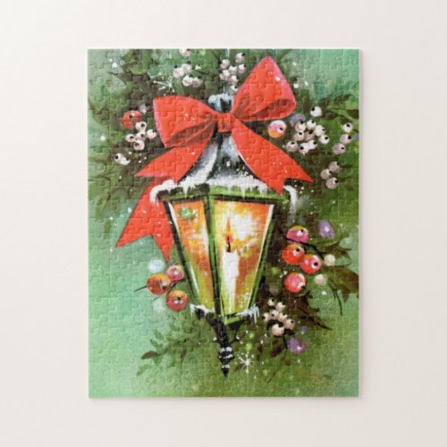 Retro Vintage Christmas Holiday lamp puzzle