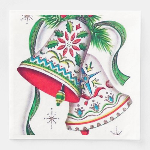 Retro vintage Christmas Holiday party Paper Dinner Napkins