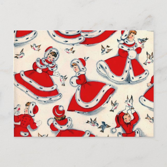 Retro vintage Christmas Holiday Postcard (Front)