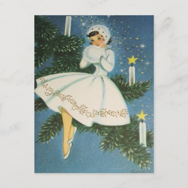 Retro Vintage Christmas Holiday Postcard (Front)