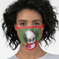 retro vintage Christmas Holiday puppy Face Mask