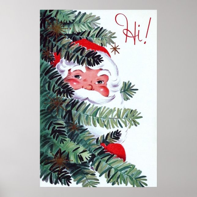 retro vintage Christmas Holiday Santa poster (Front)