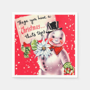 Retro Vintage Christmas Holiday snowman party Napkins