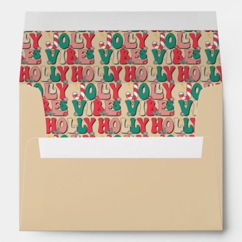 Retro Vintage Christmas Holly Jolly Vibes Envelope