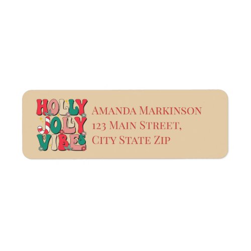 Retro Vintage Christmas Holly Jolly Vibes Monogram Label