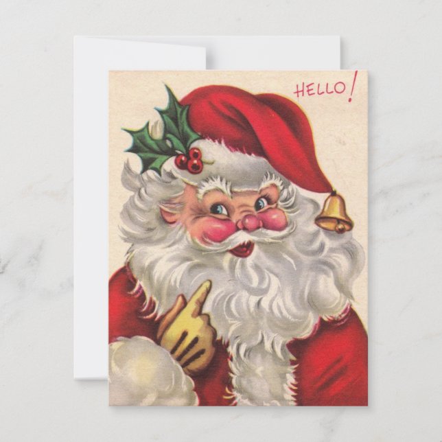Retro Vintage Christmas Jolly Santa Holiday Card (Front)