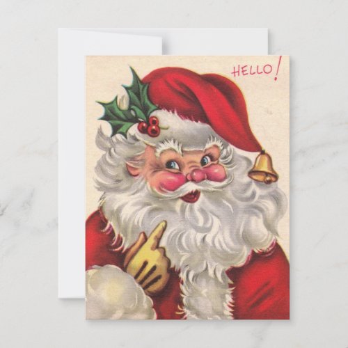 Retro Vintage Christmas Jolly Santa Holiday Card