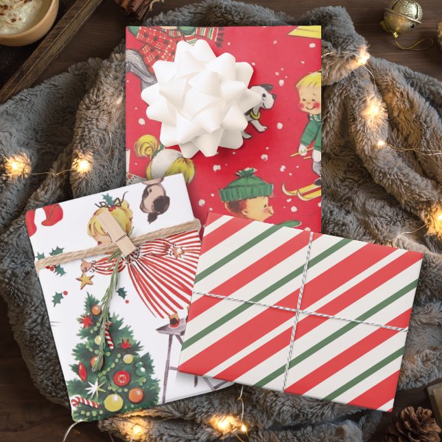 Retro Vintage Christmas Kids Holiday Wrapping Paper Sheets (Retro Vintage Christmas Kids Holiday Wrapping Paper Sheets)