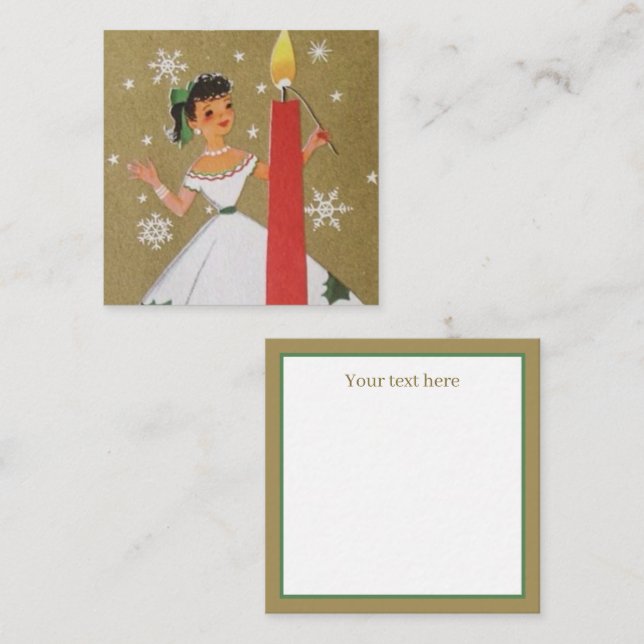 retro vintage Christmas lady add text  Note Card (Front/Back)
