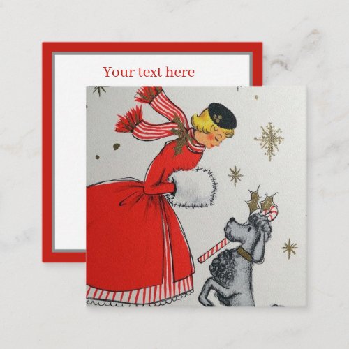 retro vintage Christmas lady add text  Note Card