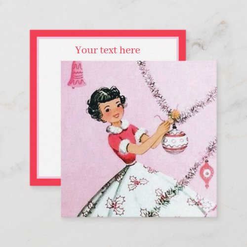 retro vintage Christmas lady add text Note Card